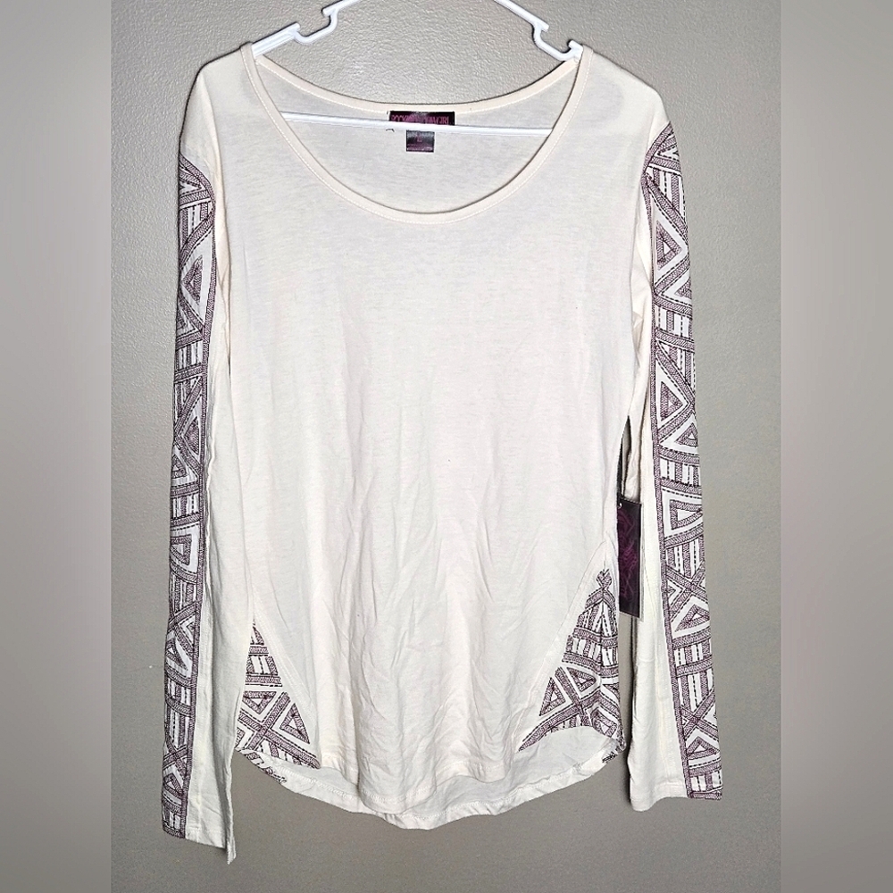 NWT Rock & Roll Cowgirl Embroidered Boho Long Sleeve Shirt, Size Large